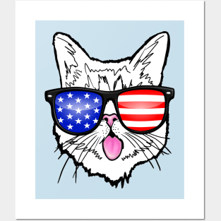 US Patriotic Cat Posters and Art